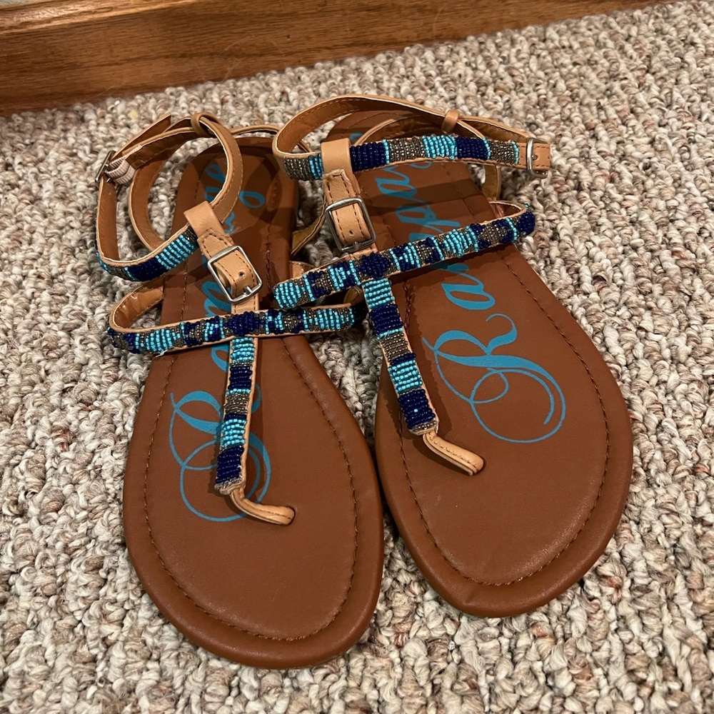 Blue beaded sandals